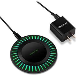 Any Warphone Qi-Certified 10W Max Wireless Charging Pad with QC3.0 AC Adapter, Compatible with iPhone SE 2020/11/11 Pro/11 Pro Max/XR/XS/X/8,Samsung Galaxy S20/Note 10/S10/S9,AirPods Pro