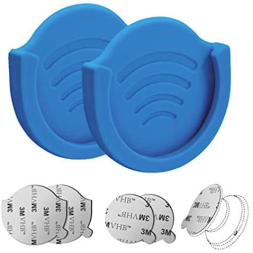 Phone Grip for Socket Holder, pop-tech 2 Pack Silicone Car Phone Mount Adhesive for Collapsible Grip & Stand with 3M Adhesive Replacement for Car Dashboard, Desk, Wall, Home, Office and More Blue