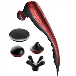 Wahl 04290-2101 Deep Tissue Percussion Therapeutic Handheld Massager – Variable Intensity to Relieve Pain in the Back, Neck, Leg, Foot, Shoulders, Muscles, Tendinitis, & Arthritis, Red Metallic