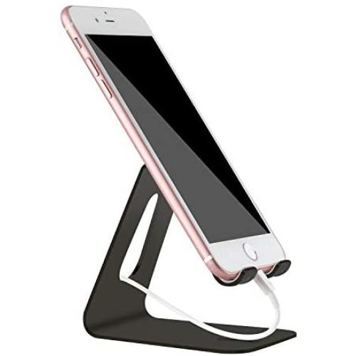 Cell Phone Stand for Desk, YOSHINE Cell Phone Holder Solid Phone Dock Cradle Compatible for iPhone 12 11 XR XS Max 8 X 7 6 6s Plus 5 4 SE Charging, Accessories Desk, All Android Smartphones - Black