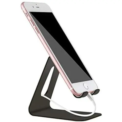Cell Phone Stand for Desk, YOSHINE Cell Phone Holder Solid Phone Dock Cradle Compatible for iPhone 12 11 XR XS Max 8 X 7 6 6s Plus 5 4 SE Charging, Accessories Desk, All Android Smartphones - Black Cell Phone Stand for Desk, YOSHINE Cell Phone Holder Solid Phone Dock Cradle Compatible for iPhone 12 11 XR XS Max 8 X 7 6 6s Plus 5 4 SE Charging, Accessories Desk, All Android Smartphones - Black