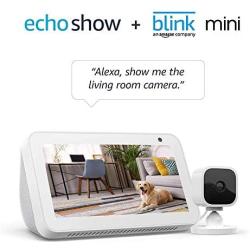 Echo Show 5 Sandstone with Blink Mini Indoor Smart Security Camera, 1080 HD with Motion Detection