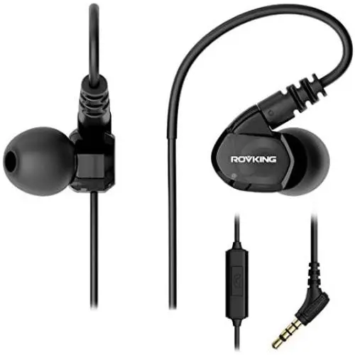 ROVKING Over Ear in Ear Noise Isolating Sweatproof Sport Headphones Earbuds Earphones with Mic Earhook Wired Stereo Workout Earpods for Running Jogging Gym Compatible with iPhone iPod Samsung Black ROVKING Over Ear in Ear Noise Isolating Sweatproof Sport Headphones Earbuds Earphones with Mic Earhook Wired Stereo Workout Earpods for Running Jogging Gym Compatible with iPhone iPod Samsung Black