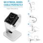 Macally Apple Watch Stand Holder - The Perfect Nightstand iWatch Charging Dock Station - Compatible with Smartwatch Series 5, Series 4, Series 3, Series 2, Series 1 (44mm, 42mm, 40mm, 38mm) (Silver)