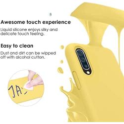 Vinve Samsung Galaxy A50 Case with Tempered Glass Screen Protector [2 Pack], Liquid Silicone Slim Fit Drop Protection Case for Galaxy A50 (Yellow)
