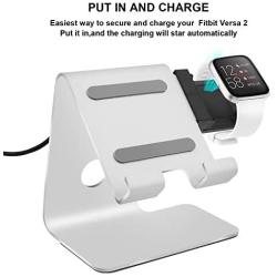 Tranesca 2-in-1 Compatible Fitbit Versa 2 Charger- Tranesca Versa 2 Charging Stand/Charging Dock/Charging Cradle for Fitbit Versa 2 and Cell Phone (NOT for Fitbit Versa)