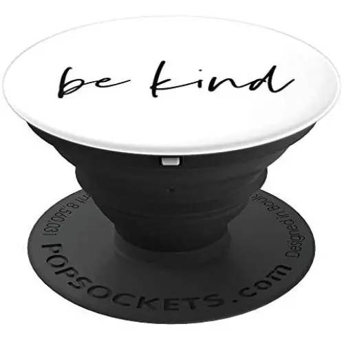 Be Kind - Inspirational and Motivational Quote in White PopSockets Grip and Stand for Phones and Tablets