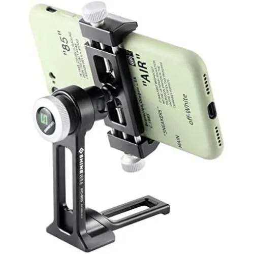 Phone Holder Adapter for Tripod Stand, Arca QR, 1/4&quot Screw Mount, 360 Degree Ball Head Rotate & Tilt Vertical & Horizontal, On Table Phone Stand, Fits iPhone 6 7 8 X 11 Pro Se Samsung Phone Clamp