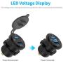 MICTUNING Dual USB Charger Socket 2.1A & 2.1A Power Outlet with Digital Voltmeter Blue LED Light 12-24V for Car Boat Marine Mobile