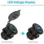 MICTUNING Dual USB Charger Socket 2.1A & 2.1A Power Outlet with Digital Voltmeter Blue LED Light 12-24V for Car Boat Marine Mobile