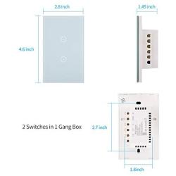 Jinvoo WiFi Smart Wall Touch Light Switch, Smart Phone Remote Control, Compatible with iOS and Android, with Alexa Echo and Google Assistant, ETL Certified（2 Gang）