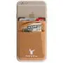 Monca [Double Secure] Cell Phone Credit Card Holder Stick on Wallet Cash Metro Card ID Holder Lycra Spandex Card Sleeves [Lid & Pocket] (Brown)