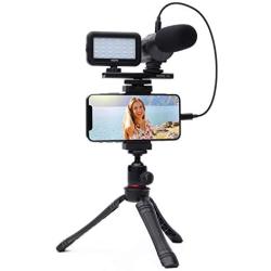 Movo iVlogger- iPhone/Android Compatible Vlogging Kit Phone Video Kit Accessories: Phone Tripod, Phone Mount, LED Light and Cellphone Shotgun Microphone for Phone Video Recording for YouTube, Vlog