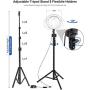 Selfie Ring Light with Tripod Stand and Phone Holder LED Circle Lights Halo Lighting for Photo Photography Vlogging Make Up Video