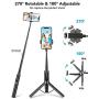 Bluetooth Selfie Stick Tripod, BlitzWolf Mini Extendable Aluminum Selfie Stick with Wireless Remote 270° Rotation for iPhone 11/11 Pro/XS MAX/XR/XS/X/8/8 Plus/7/7 Plus, Galaxy S10 Plus/S9, More(Grey)