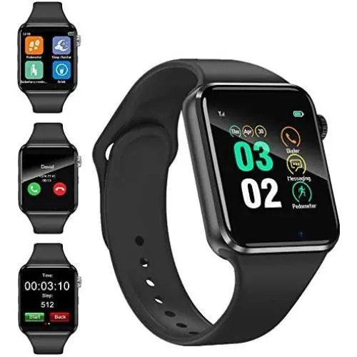 Sazooy Smart Watch, Fitness Trackers Touch Screen Smartwatch Fitness Watch with Camera Pedometer Sleep Monitor Music Player SIM SD Card Slot Compatible iOS iPhone Android Phones Men Women (Black) Sazooy Smart Watch, Fitness Trackers Touch Screen Smartwatch Fitness Watch with Camera Pedometer Sleep Monitor Music Player SIM SD Card Slot Compatible iOS iPhone Android Phones Men Women (Black)