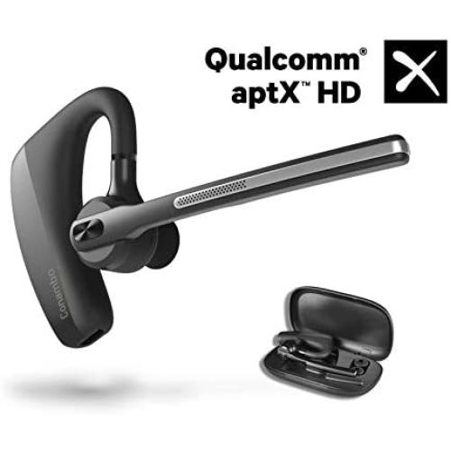 Bluetooth Headset 5.0, aptX HD 16 Hrs Talktime Bluetooth Earpiece, Noise Cancelling Mute Key Wireless Earphones for Cell Phones Business Trucker Office