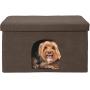 Furhaven Pet Dog Bed - Collapsible Popup Multipurpose Living Room Ottoman Footstool & Felt Pet House Cave Cubby for Cats & Small Dogs - Available in Multiple Colors & Styles