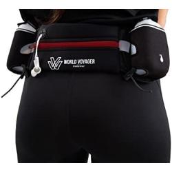 World Voyager Premium Quality No Bounce Runners Hydration Belt with Reflectors, Smartphone Pocket & BPA Free Water Bottles