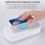 UV Cell Phone Sanitizer, Xoomz Smart Phone Cleaner Wireless Charger Aromatherapy Function Disinfector for All Phones Jewelry Watches - White