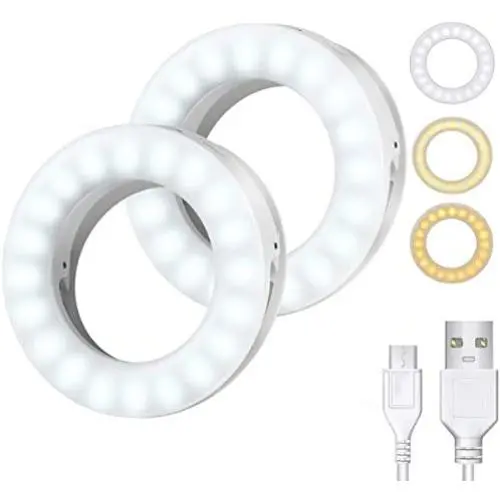 (2020 Upgraded New Version) Selfie Ring Light, 3 Lighting Modes Rechargeable Clip on Fill Light, Adjustable Brightness Phone Camera Circle Light for iPhone X Xr XsMax 11 Pro Android, iPad(2 Pack) (2020 Upgraded New Version) Selfie Ring Light, 3 Lighting Modes Rechargeable Clip on Fill Light, Adjustable Brightness Phone Camera Circle Light for iPhone X Xr XsMax 11 Pro Android, iPad(2 Pack)