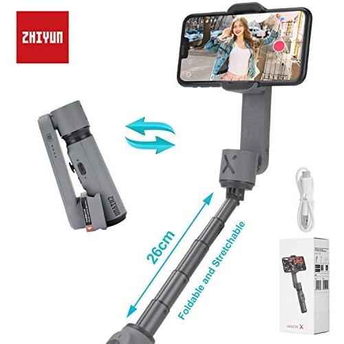 Zhiyun Smooth X, Extendable Camera Gimbal Stabilizer for iPhone 11 Pro Xs Max Xr, Portable Foldable Selfie Stick Tripod for Smartphone Cell Phone, with Object Tracking Panorama Time Lapse SmoothX Gray