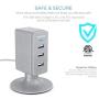 Multiple USB Charger (2 Pack), Overtime 3.1A 3-Port Desktop Charger Charging Station Multi Port Fast Wall Charger Hub Compatible with iPhone, iPad, Samsung, LG, Nexus, HTC and More – Silver