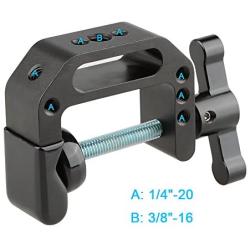 CAMVATE C-Clamp with 1/4 and 3/8 Thread Hole for Camera Monitor(Black T-Handle)