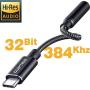 USB C to 3.5mm Headphone Adapter, CLIPTHAT HiFi Type C to Aux Audio Jack, 32Bit/384Khz Hi-Res Portable USBC DAC dongle, TRRS Mic Support, Compatible with Pixel, Samsung Galaxy, Note, iPad Pro and More