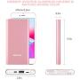 10000mAh Quick Charge QC 3.0 Portable Charger Fast Charging Power Bank Slim Back Up Battery Pack Compatible For iPhone X XS MAX XR 8 7 6 6s Plus 5s & iPad Android Samsung Galaxy Cell Phone - Rose Gold