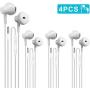 Earbuds 4 Pack Stereo Earphones with Microphone HiFi in Ear Earbud Headphones with Mic and Volume Control 3.5mm Plug Compatible Multiple Audio Devices 3.9 Ft White