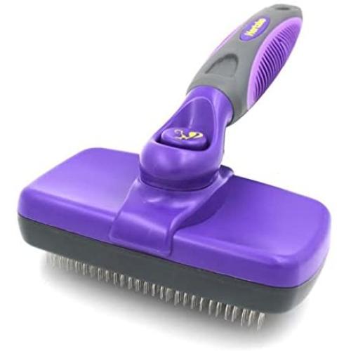 Hertzko Self Cleaning Slicker Brush – Gently Removes Loose Undercoat, Mats and Tangled Hair – Your Dog or Cat Will Love Being Brushed with The Grooming Brush