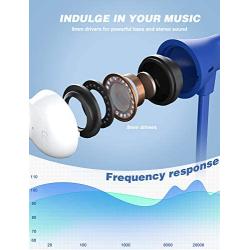 Earbuds, Vogek Tangle-Free Flat Cord Ergonomic in-Ear Headphones with Dynamic Crystal Clear Sound, Earphones with S/M/L Eartips Compatible with Samsung, Android Phone and More (Blue)