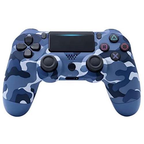 RONSHIN Wireless Controller, for PS4/Slim Controller Bluetooth 4.0 Mobile Gamepad with Light Bar Blue Camouflage Gifts for Boys