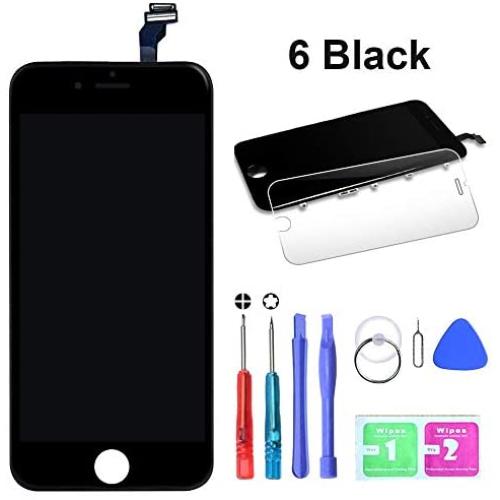 HTECHY Compatible with iPhone 6 Screen Replacement Black(4.7") Display Touch Screen LCD Digitizer Assembly + Repair Tools Kit Screen Protector