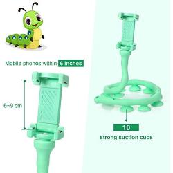 2 Pieces Cute Worm Shape Lazy Cell Phone Holder Universal Gooseneck Cellphone Clamp Flexible Twistable Cartoon Worm Bracket with Suction Cups Stand for Car Bike Handlebar Bed Mirror