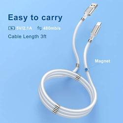 Magnetic Phone Charging Cable, (0.9M/3FT) USB Fast Charging Cord Storage Retractable Charging Wire Portable Magnetic Nano Data Cable with 360 Degree Coiling Magnets Compatible with i-Devices