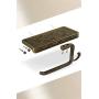 Neater Nest Reversible Bathroom Toilet Paper Holder with Phone Shelf and Hook, Vintage Decor Style (Bronze)