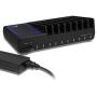 SIIG 90W Smart 10-Port USB Charging Station with Non-Slip Padded Deck and LED Ambient Light for Smartphones, Tablets, and Many Other Compatible USB Powered Devices (Black)