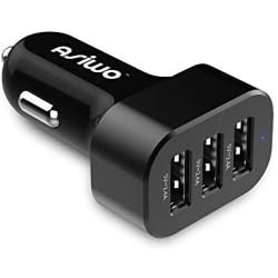 Asiwo 3-Port USB Car Charger,Car Phone Smart Charger compatible iPhone X/8/8Plus 7 6S 6 Plus, Samsung Galaxy S9 S8 S7 S6 Edge, Note 8 5 4, Nexus 6P, iPad, Mp3&More
