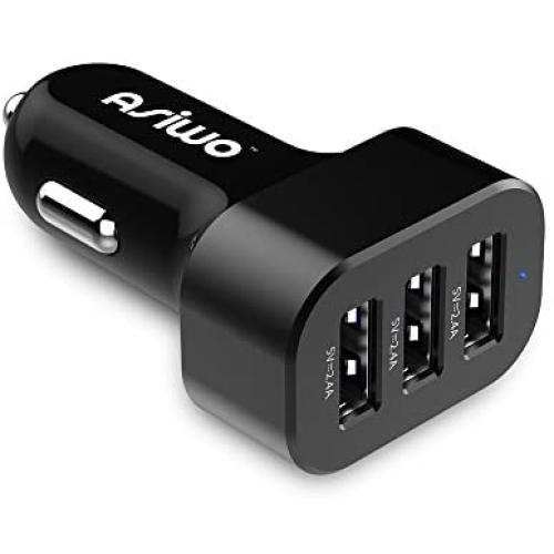 Asiwo 3-Port USB Car Charger,Car Phone Smart Charger compatible iPhone X/8/8Plus 7 6S 6 Plus, Samsung Galaxy S9 S8 S7 S6 Edge, Note 8 5 4, Nexus 6P, iPad, Mp3&More