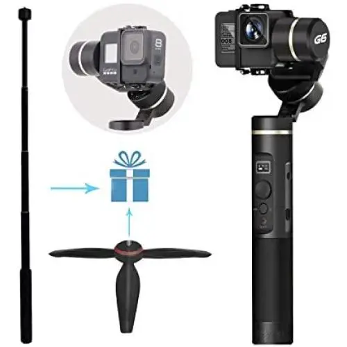 Feiyu G6 Upgraded Handheld Gimbal for Gopro Hero 8/7/6/5/4 Including Adjustable Tripod and Extension Rod