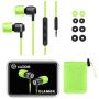 LUDOS Clamor Wired Earbuds in Ear Headphones with Microphone, Earphones with Mic and Volume Control, Memory Foam, Reinforced Cable, Bass Compatible with iPhone, Apple, iPad, Computer, Laptop, PC