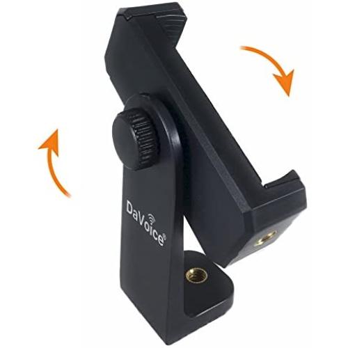 DaVoice Tripod Phone Mount Adapter, 360 Rotating Holder, Compatible with iPhone Smartphone Camera Stand, Universal Cell Phone Attachment Clip Clamp