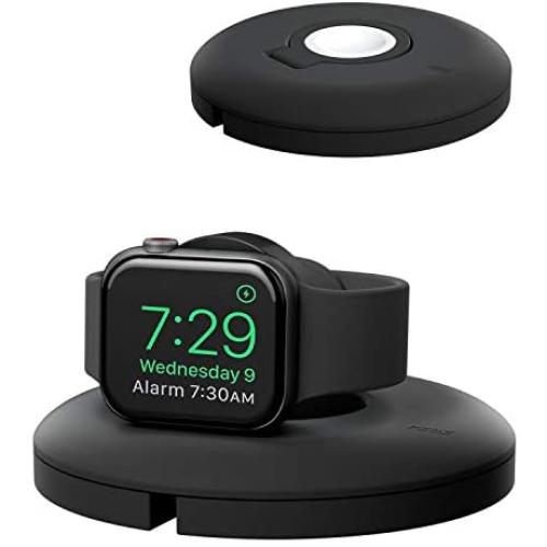 PZOZ Charger Stand Compatible for Apple Watch, Portable Charging Station Cable Management Dock Holder Case Organizer for iWatch with Band Series 5 4 3 2 1 44mm 40mm 42mm 38mm Accessories (Black)