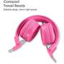 Kids Headphones-noot products K22 Foldable Stereo Tangle-Free 3.5mm Jack Wired Cord On-Ear Headset for Children/Teens/Girls/Smartphones/School/Kindle/Airplane/Plane/Tablet-Flamingo Pink/Gray