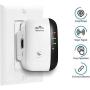 Super Boost WiFi WiFi Range Extender Up to 300Mbps Repeater, WiFi Signal Booster Easy Set-Up 2.4G Network with Integrated Antennas LAN Port & Compact Designed Internet Booster