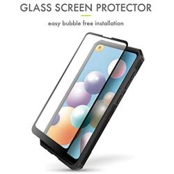 Evocel Galaxy A21 Explorer Series Pro with Glass Screen Protector and Belt Clip Holster for The Samsung Galaxy A21, Black