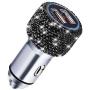 Dual USB Car Charger Quick Charge 3.0 Bling Bling Crystal Car Decorations Black for Fast Charging Car Decors Black for iPhone Android iOS etc
