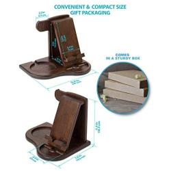 TESLYAR Wood Phone Docking Station with Wireless Charger Included Ash Wallet Stand Watch Organizer Mens Gift Charging Dock Holder Anniversary Dad Birthday Nightstand Compatible Any Phone Charging